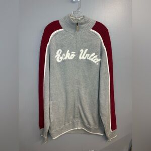Ecko UNLTD men’s Gray Sweater warm comfy with Red Accents size Extra Large